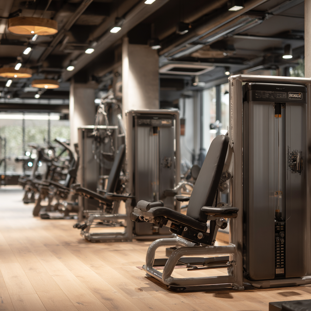 Modern fitness equipment for strength training adults